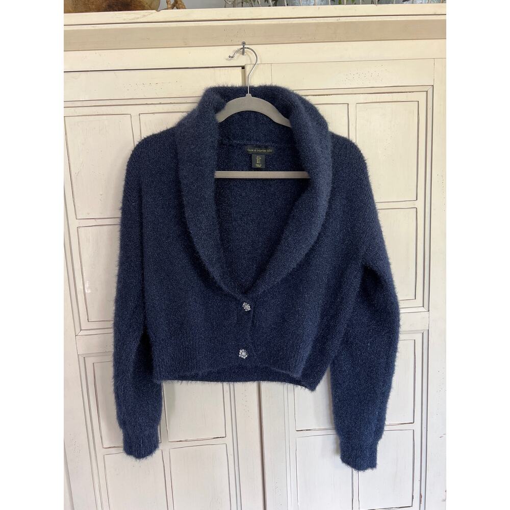 House Of Harlow 1960 size small navy blue shimmery cardigan sweater